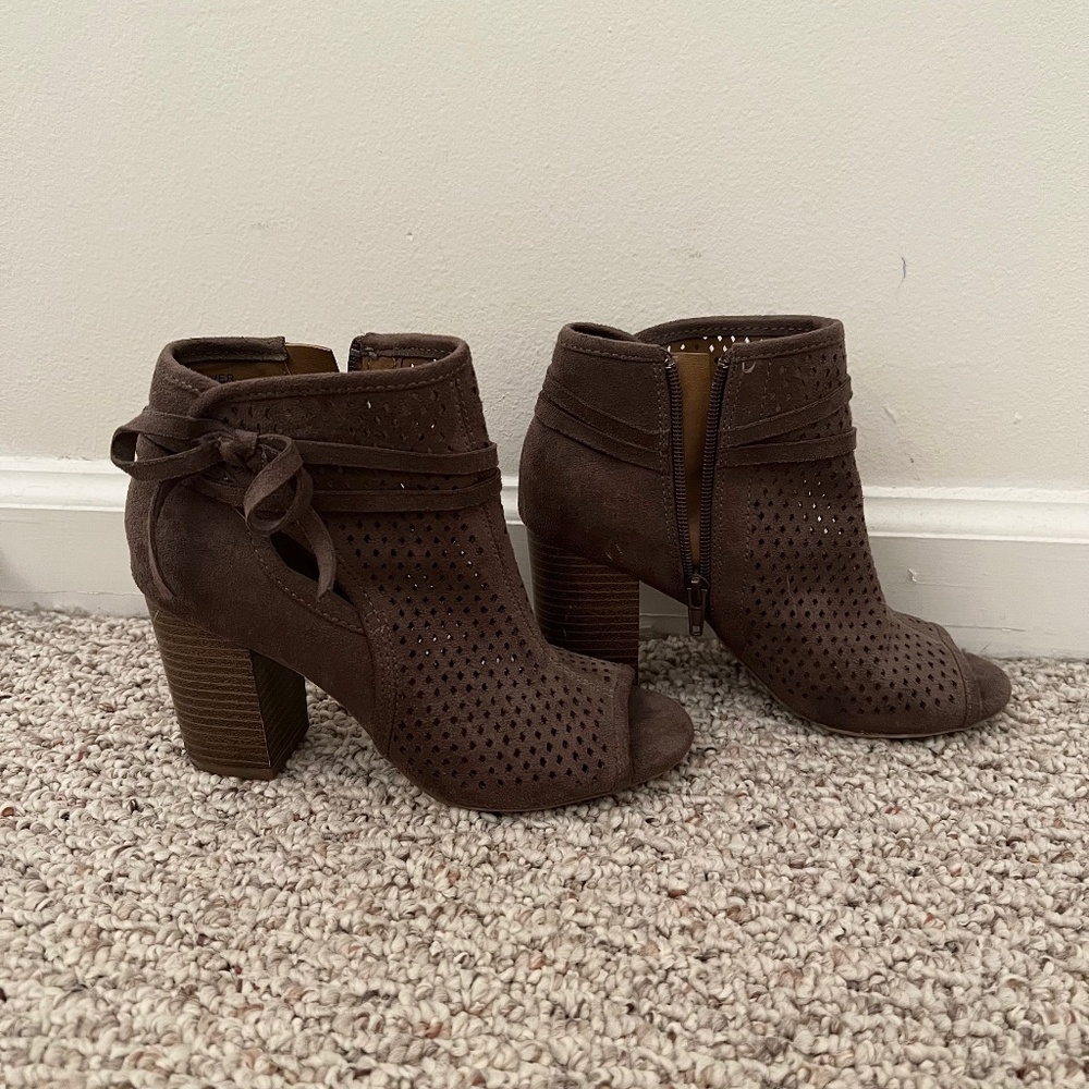 dark brown Altar'd State heeled booties